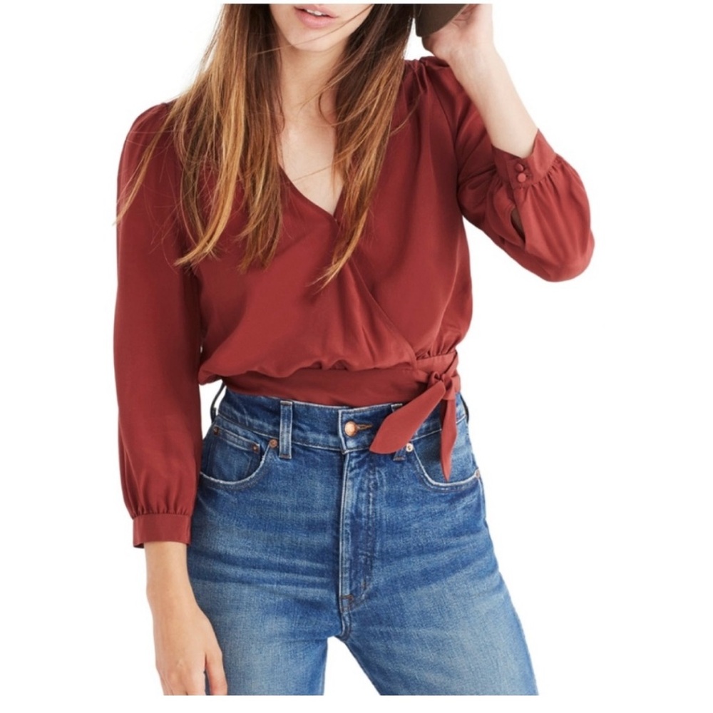 Madewell Silk Wrap Top XXS